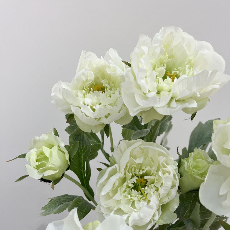 Single Stem Artificial Peony with 3 Blooms, Silk-Like Fabric, 20" Tall, Perfect for Home Decor, Weddings, and Events