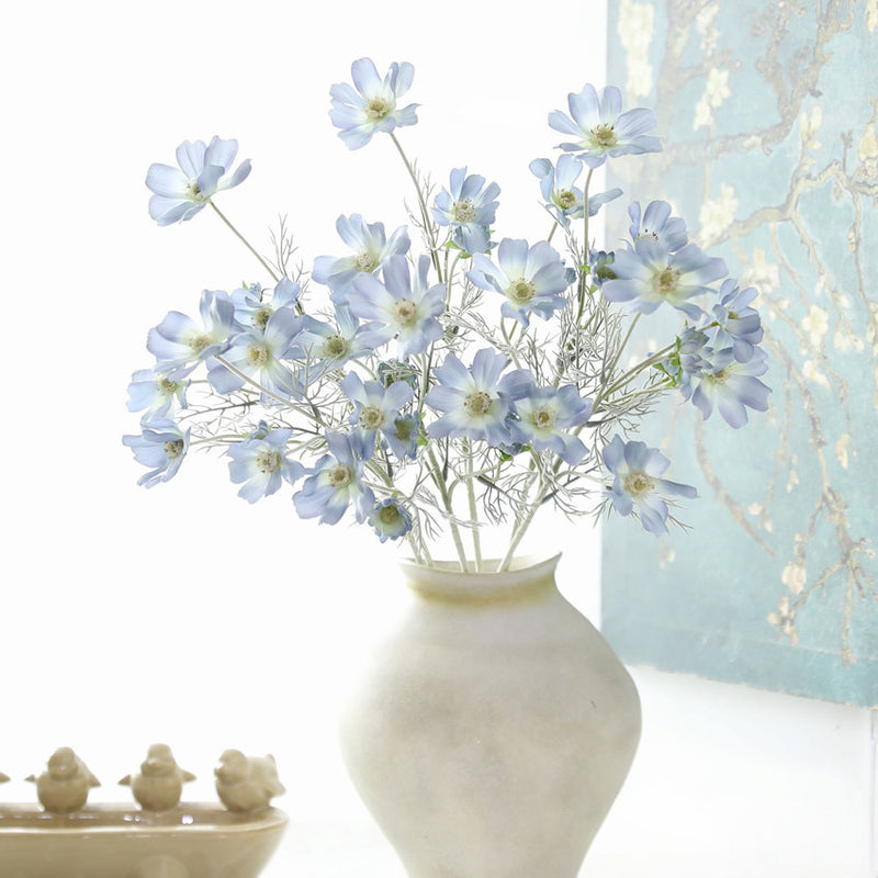 Artificial Cosmos Flowers, 6-Bloom Bush with Silk-Like Petals, 24" Tall for Home Decor, Weddings & Events