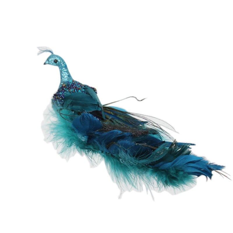 Bulk Christmas Glitter Simulated Peacock Ornaments with Open Screen Decorations for Xmas Tree Home Wall Door Party Decor Wholesale