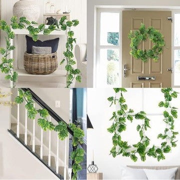 71" Artificial Monstera Vine, Trailing Faux Plant for Indoor Outdoor Decor, Wedding, Office, Retail Display
