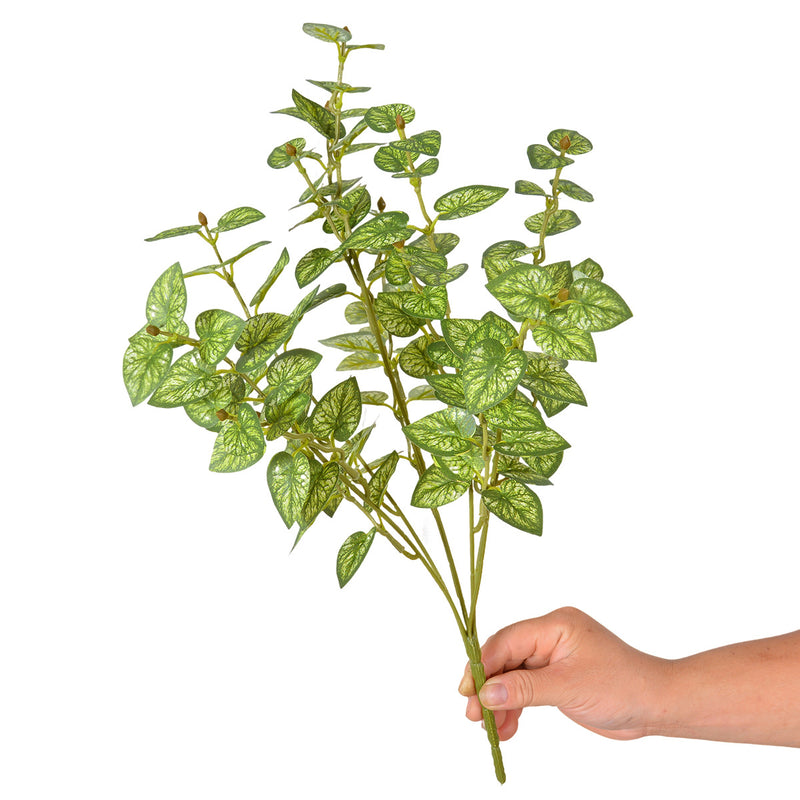 Artificial Caladium Leaf Bush, 7" Height, Silk-Like Fabric, Indoor/Outdoor Decor for Home, Office, Events