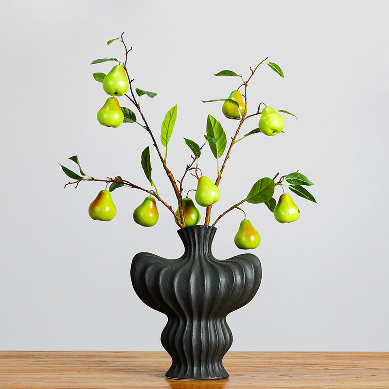 Artificial Pear Branch, Single Stem with 5 Faux Pears, 39" Tall Modern Home Decor for Vase Centerpiece, Wedding & Seasonal Styling