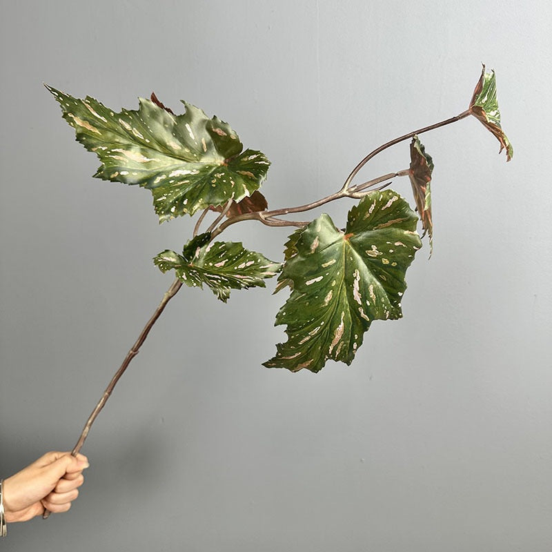 Artificial Begonia Bush with Lifelike Leaves, 28" Height for Home Decor, Wedding Centerpieces & Commercial Displays