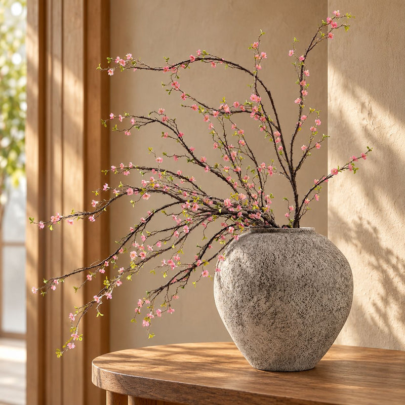 Artificial Wildflower Branch, Single Stem with 30 Blooms, Faux Silk, Bendable, Tall Vase Filler for Home Decor and Events