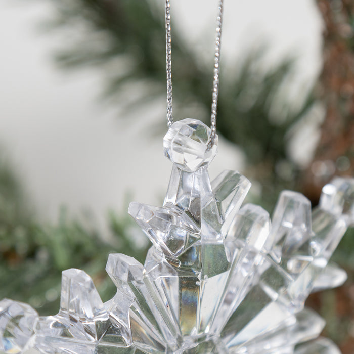 Bulk Christmas Ornaments Clear Acrylic Crystal Snowflake Hanging Pendants for Xmas Tree Theme Party Decor Wholesale