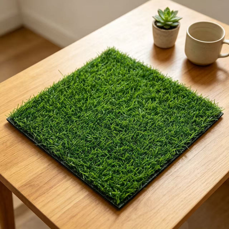Artificial Grass Mat Square Turf Tile, Green Faux Grass Sheet, Nordic Style, for DIY Displays, Window Decor & Weddings