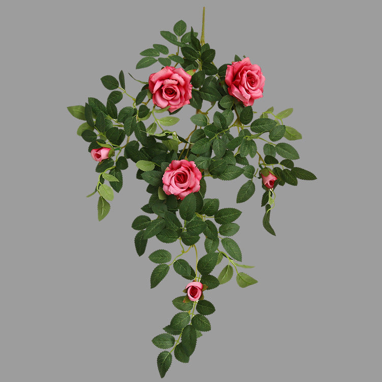 Guirlande de fleurs suspendues en rotin rose de 20 pouces en gros