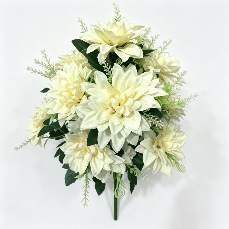 Artificial Daisy Bush with 12 Blooms, 15" Silk-Like Fabric Floral Arrangement for Home Decor, Weddings, and Events