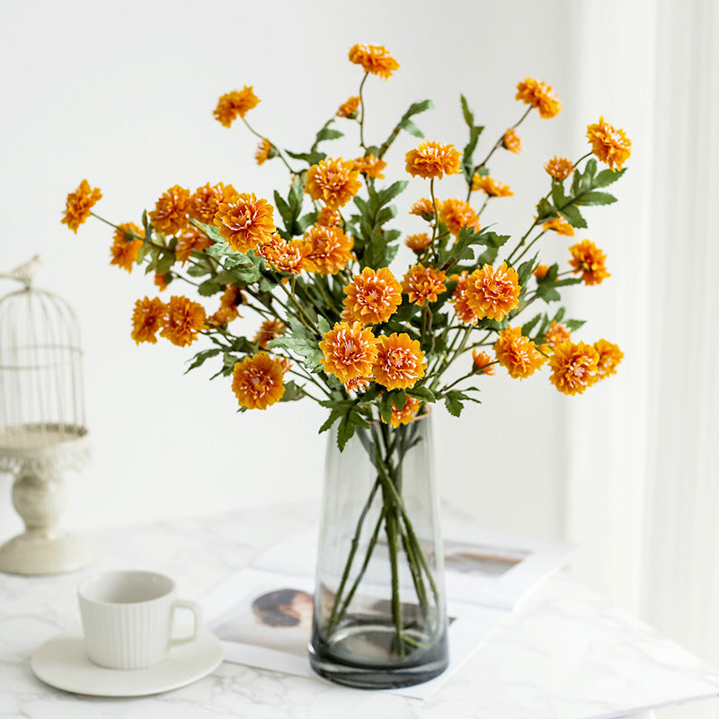 Icelandic Daisy Artificial Flowers, 20" Realistic Silk Bush for Home Decor, Weddings, Outdoor Events, Set of 8 Blooms, Bendable Stems, Allergy-Friendly (Champagne/Orange/Red/Yellow)