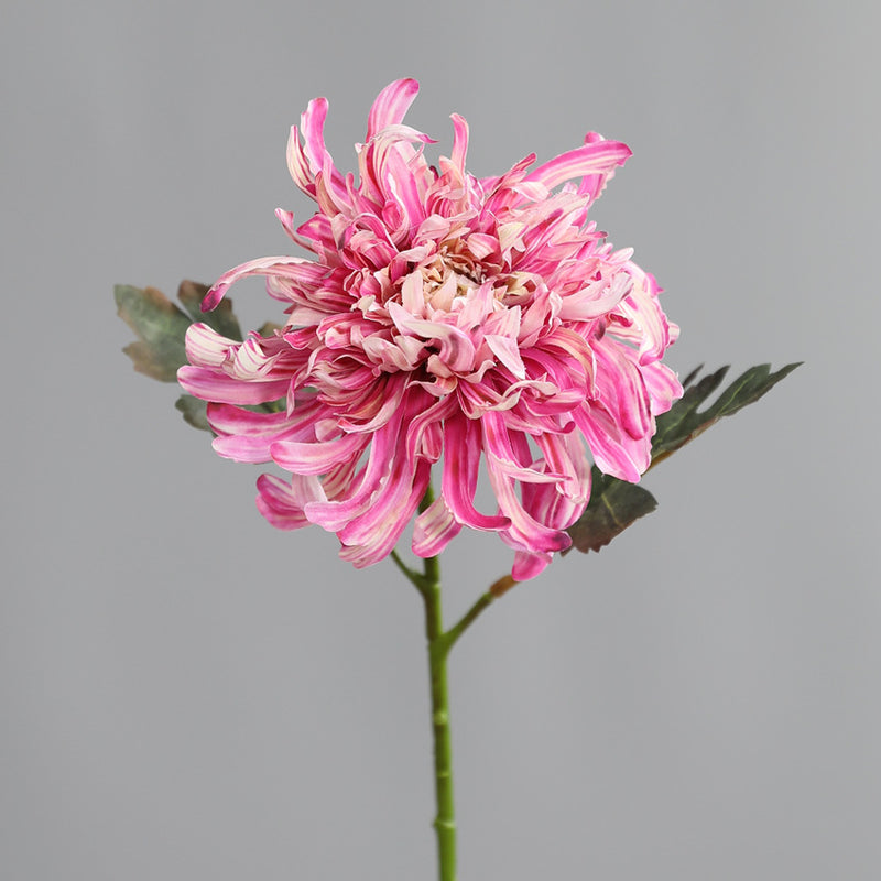 Artificial Peony Chrysanthemum Single Stem, Faux Silk Fabric Flower with Bendable Stem, Home Decor & Holiday Display
