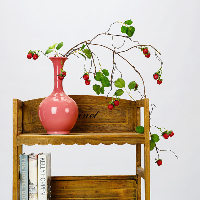 Artificial Raspberry Vine Garland with Berries and Leaves, 38 Inches Long, Rustic Home Decor, Wedding Arch, and Event Styling