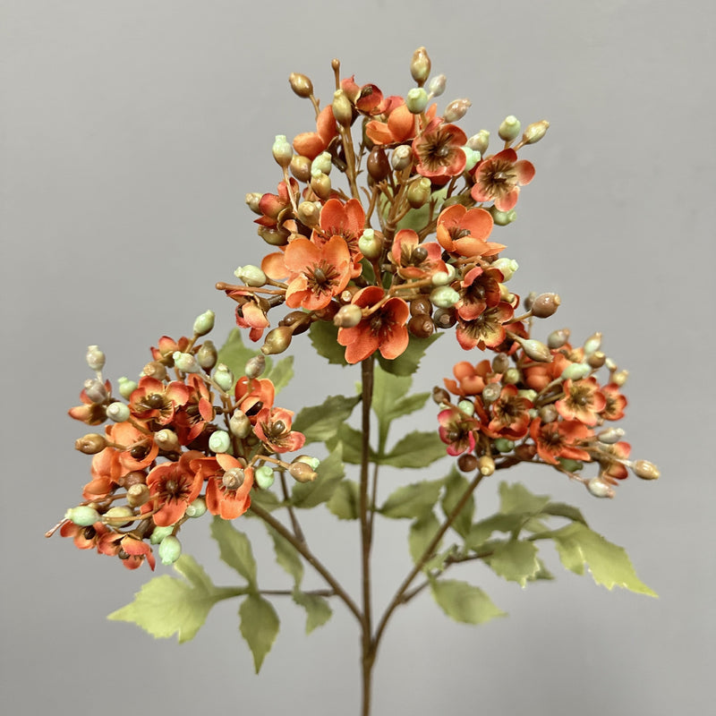 Artificial Viburnum Flower Stem, 3-Head Faux Silk Hydrangea-Style Filler, Rustic Floral Spray for Weddings & Home Decor