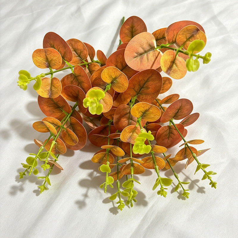Artificial Pearl Grass Bush, Faux Money Leaf Greenery Bundle, Round Leaf Stems for Vase, Wedding & Home Decor