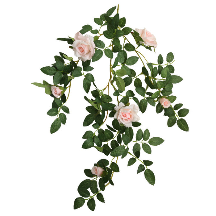 Venta al por mayor de flores artificiales colgantes de ratán rosa de 20 pulgadas a granel