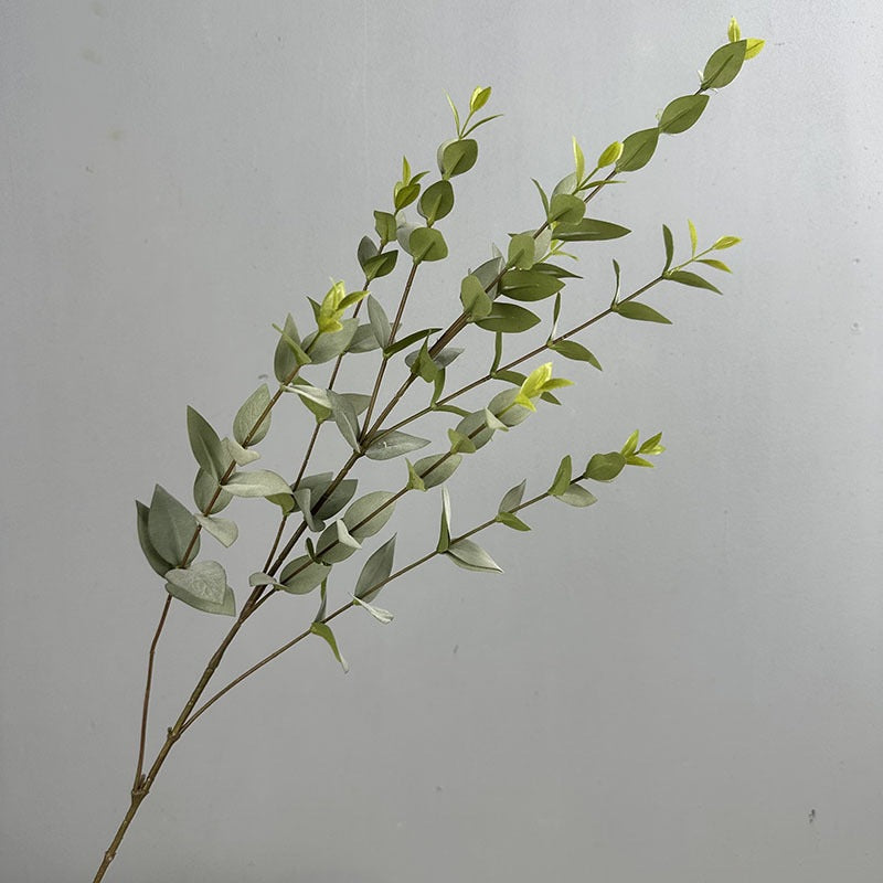 Artificial Eucalyptus Stem, Faux Silk Greenery Branch with 9 Leaves, Bendable, Wedding & Home Decor