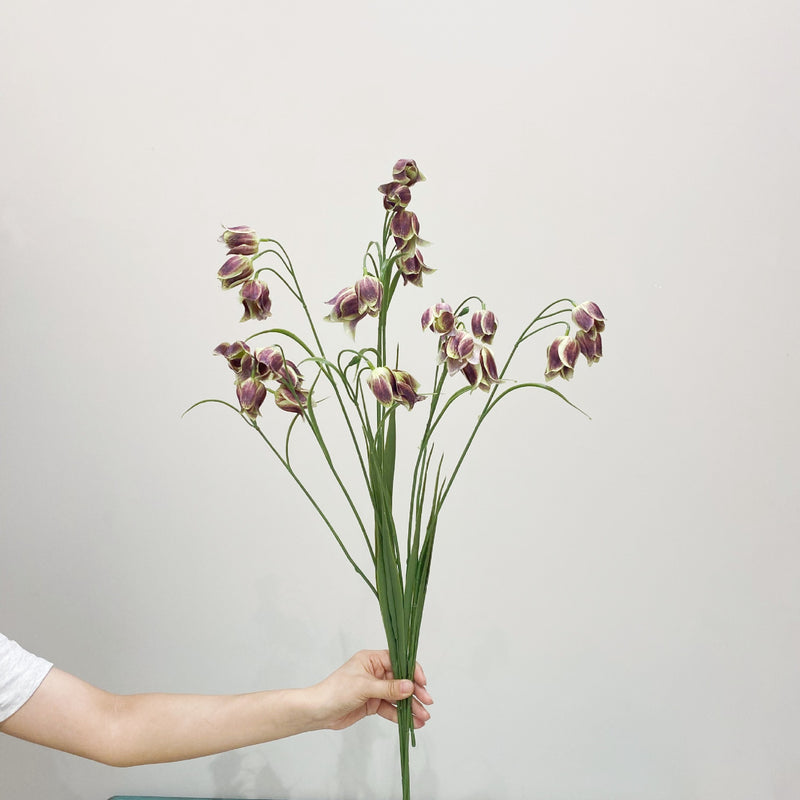 Faux Fritillaria Flower Bush with 5 Blooms, 28" Realistic Artificial Greenery for Wedding Centerpieces & Home Decor
