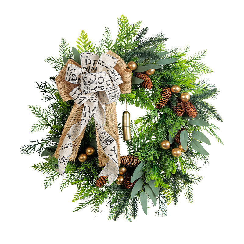 Christmas Pinecone Bell Wreath, 18" Rustic Holiday Door Hanging Decor, Farmhouse Christmas Garland for Front Door, Mantel & Holiday Parties