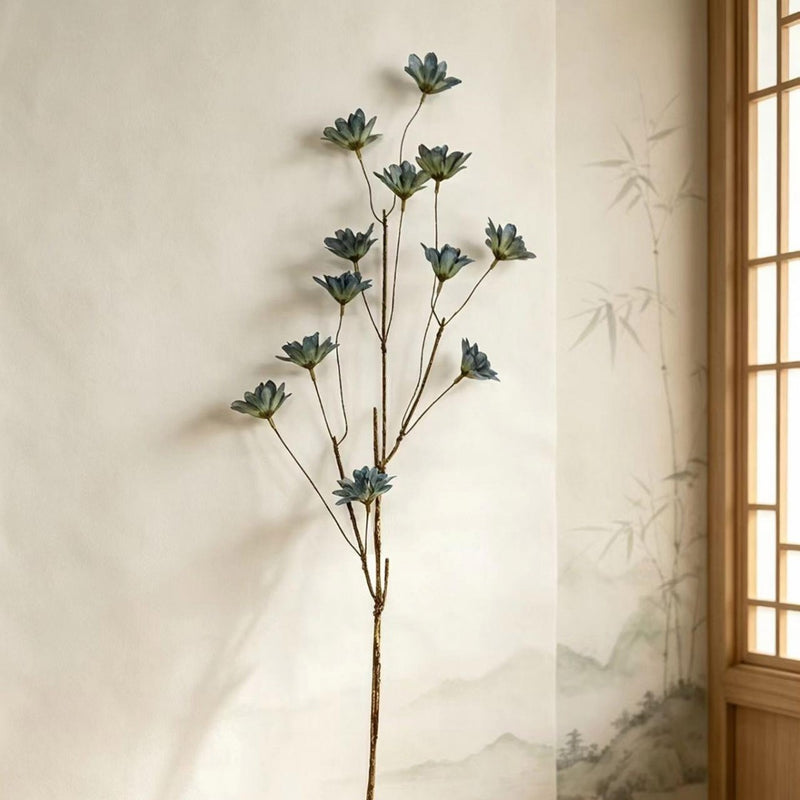 Larkspur Artificial Flower Bush with 12 Blooms, 19" Tall, Silk-like Fabric, Modern Farmhouse Decor for Weddings, Home, Office