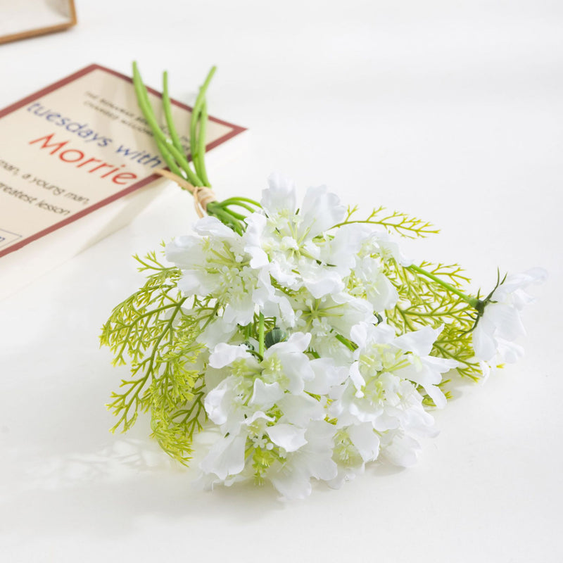 Artificial Cosmos & Daisy Bouquet, 10 Blooms, 15" Tall, Silk Flowers for Home Decor, Wedding, Photography