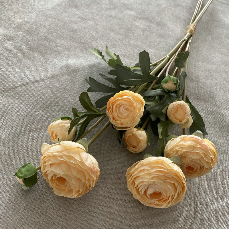 9-Bloom Hand-Tied Bouquet, Faux Silk Peony Stems, 22" Tall, Wedding & Home Decor