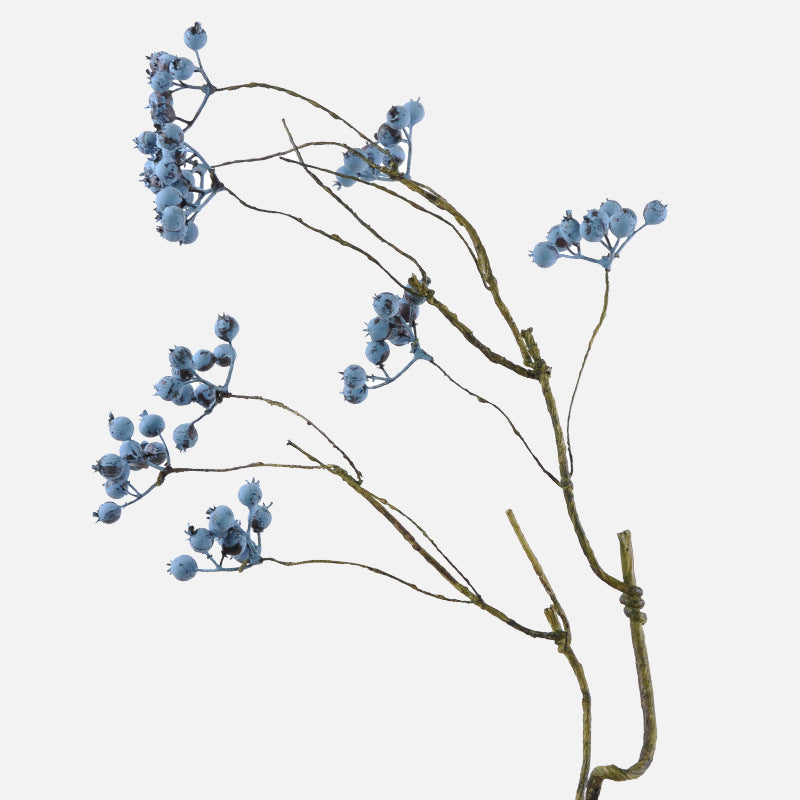Artificial Blueberry Berry Stem, Single Stem with 9 Berry Clusters, Faux Foam Fruit Branch for Wedding & Home Decor
