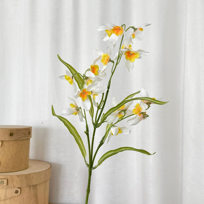 Artificial Cymbidium Orchid Stem, Single Silk-like Bush for Home Decor, Wedding Centerpieces, and Office Styling, 20" Tall