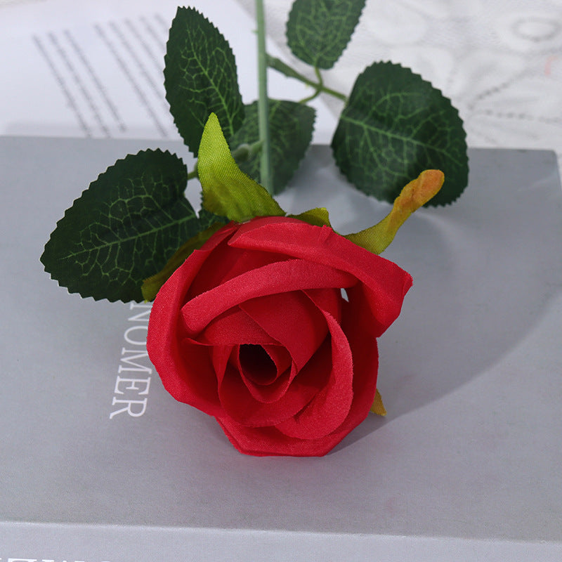 Artificial Rose Single Stem, Faux Silk Snow Mountain Rose with Bendable Stem, Wedding Bouquet & Home Decor