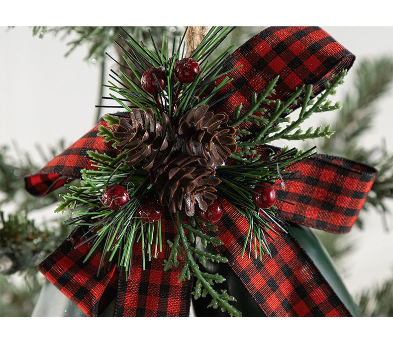Bulk Christmas Iron Bells Ornaments with Pine Cone Berry Hanging Decoration Wholesale