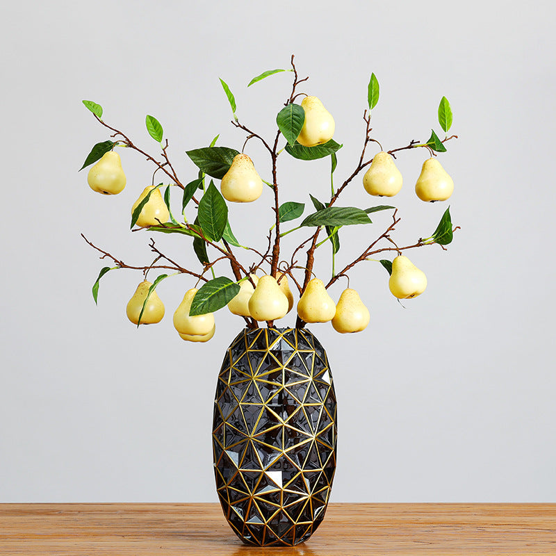 Artificial Pear Branch, Single Stem with 5 Faux Pears, 39" Tall Modern Home Decor for Vase Centerpiece, Wedding & Seasonal Styling