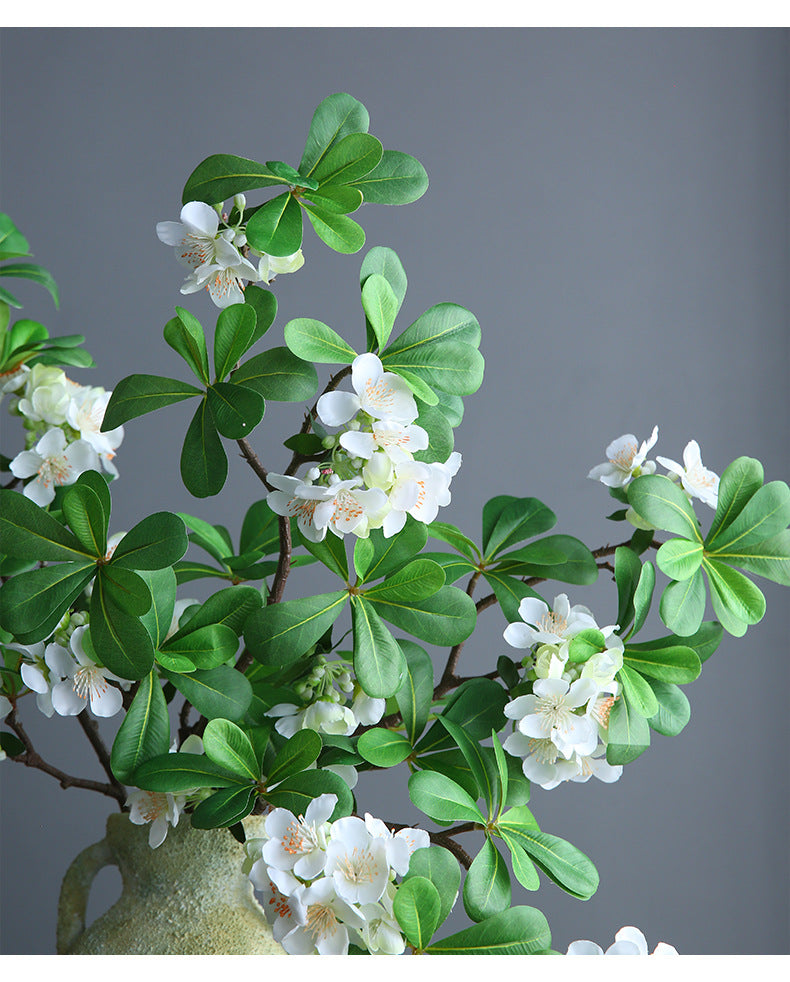 Artificial Pittosporum Flower Stem, 31" Silk Single Stem with 15 Blooms, Modern Home Decor, Wedding & Event Styling, Indoor Use, White or Purple
