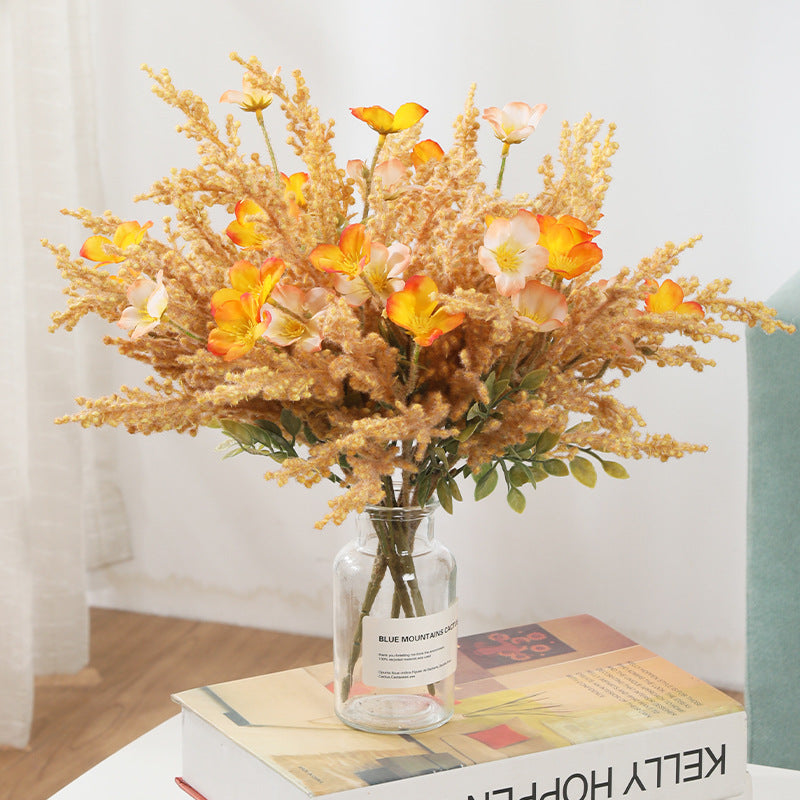 Artificial Wildflower Bush with 7 Blooms, Silk-Like Fabric, 14" Height, Perfect for Home Decor, Weddings, and Events