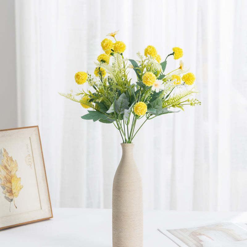 Artificial Dandelion Hydrangea Bouquet, 14" Tall, Plastic, 8 Blooms, Wedding, Outdoor, Home Decor