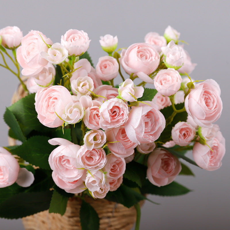 Artificial Camellia Bush with 12 Blooms, 18" Tall, Silk-Like Fabric, Indoor Decor, Wedding & Home Use
