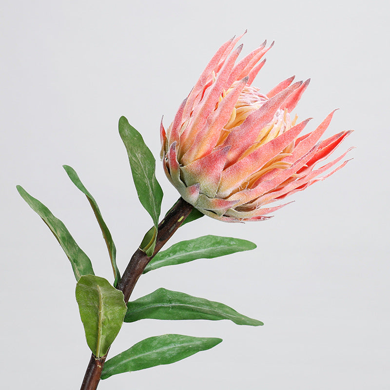 Single Stem Faux Protea Flower, 22" Tall, Plastic, for Home Decor, Weddings, and Events