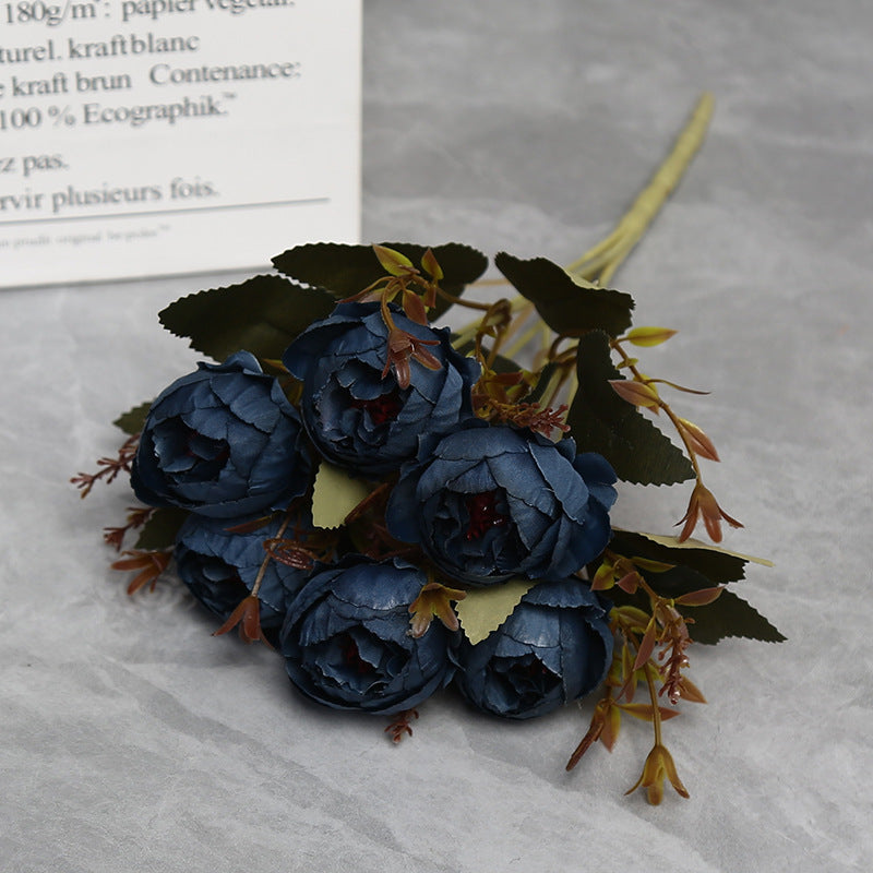 11" Realistic Peony Single Stem with 6 Blooms, Faux Silk Flower for Home Decor, Weddings & Events