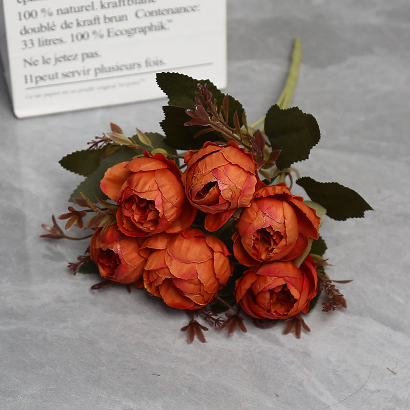 11" Realistic Peony Single Stem with 6 Blooms, Faux Silk Flower for Home Decor, Weddings & Events
