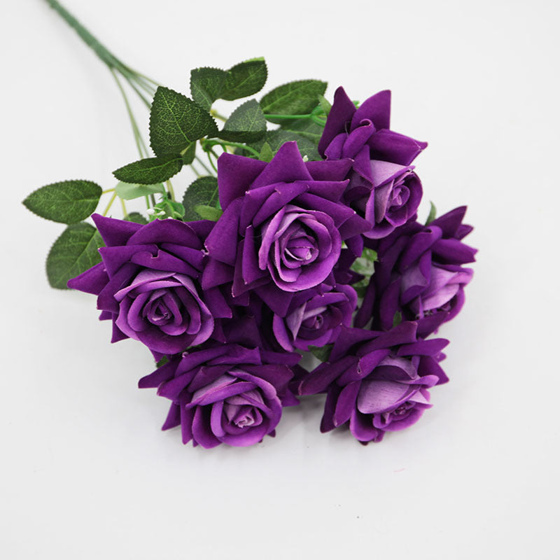 15" Artificial Silk Rose Bush with 7 Blooms, Realistic Faux Floral Arrangement for Home Decor, Weddings & Events