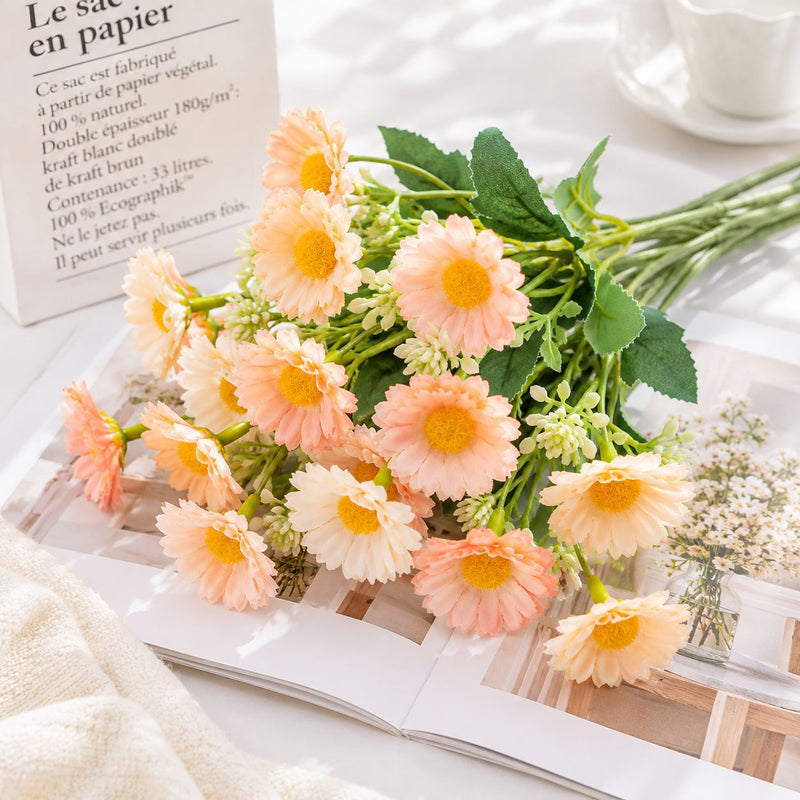 Artificial Daisy Bush, Faux Chamomile Flowers with Bendable Stems, Wedding, Home Decor & Window Display