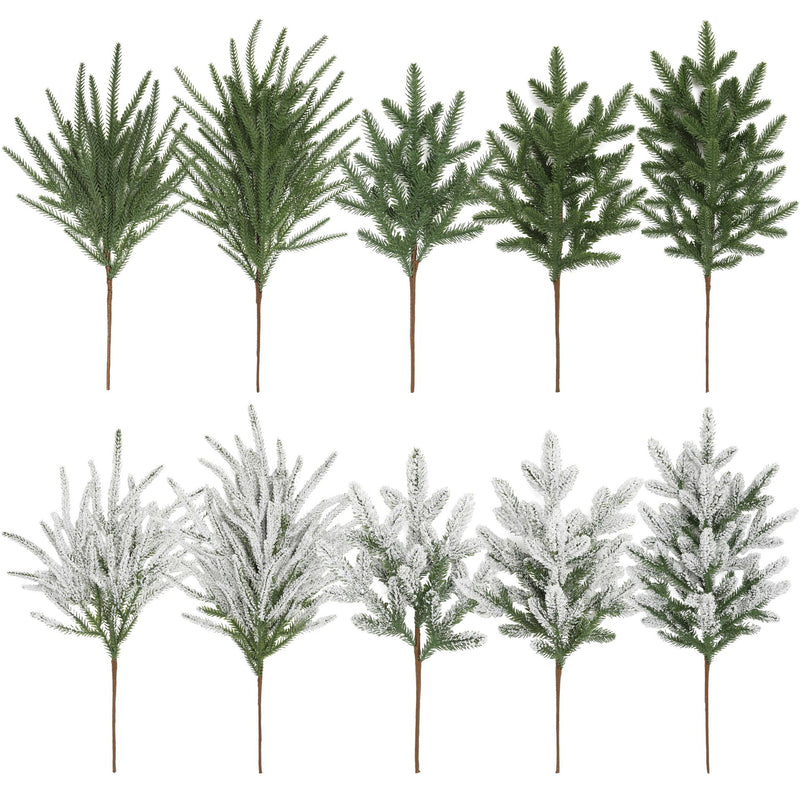 Artificial Pine Needle Stem, Faux Evergreen Conifer Branch, Bendable Stem for Christmas, Holiday Decor & Wedding Displays