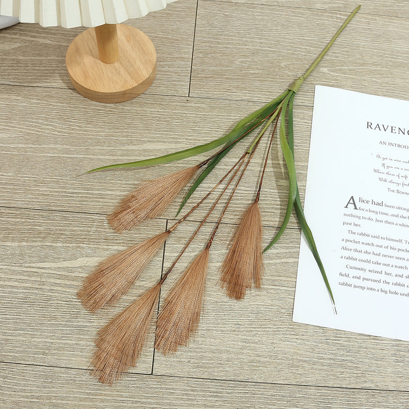 20" Artificial Pampas Grass Single Stem, Faux Silk Feather Reed for Wedding Decor & Modern Home Styling