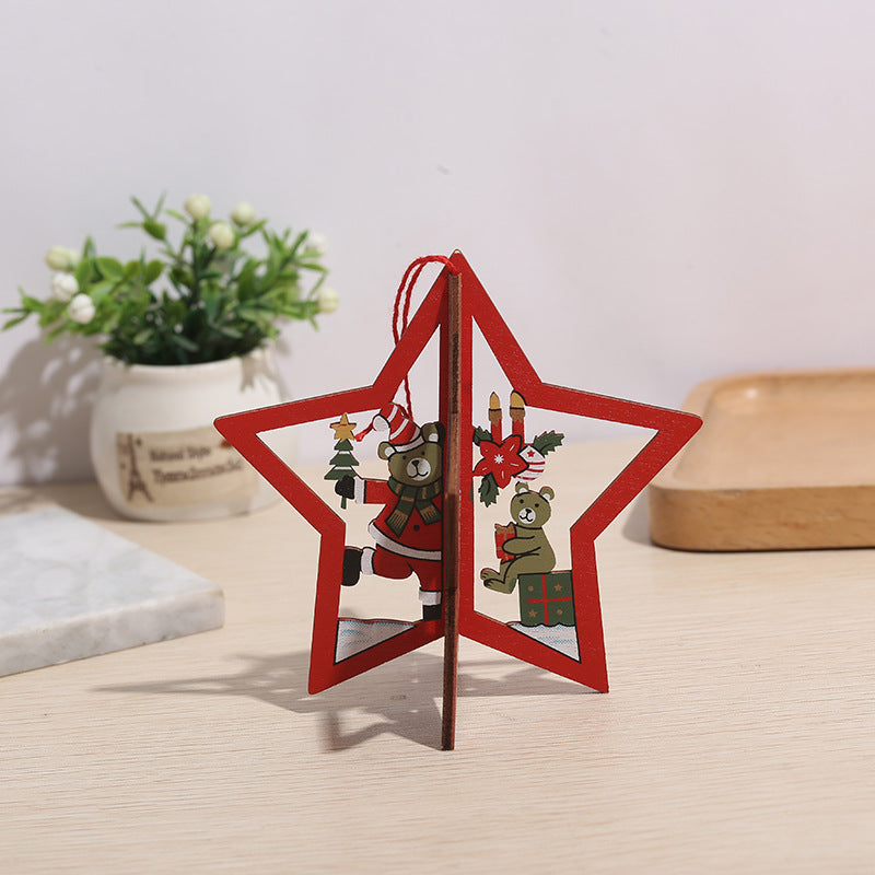 Bulk 3D Wooden Hanging Decorations for Christmas Tree Ornaments Wholesale