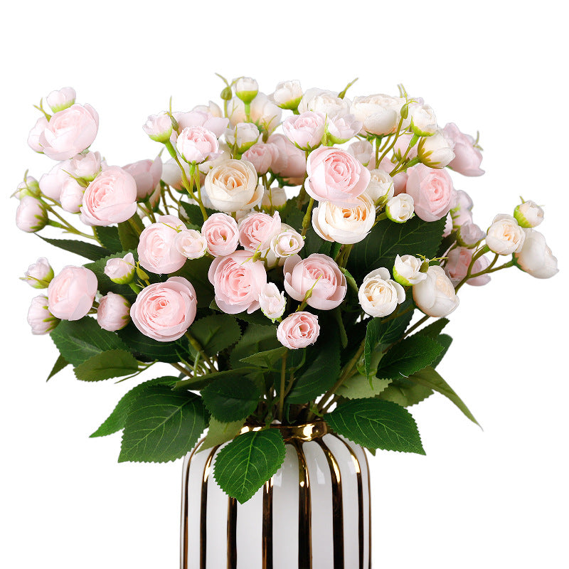 Artificial Camellia Bush with 12 Blooms, 18" Tall, Silk-Like Fabric, Indoor Decor, Wedding & Home Use
