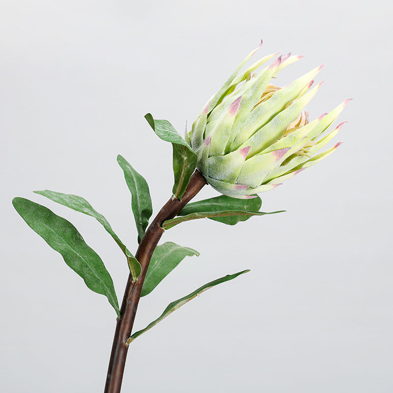 Single Stem Faux Protea Flower, 22" Tall, Plastic, for Home Decor, Weddings, and Events