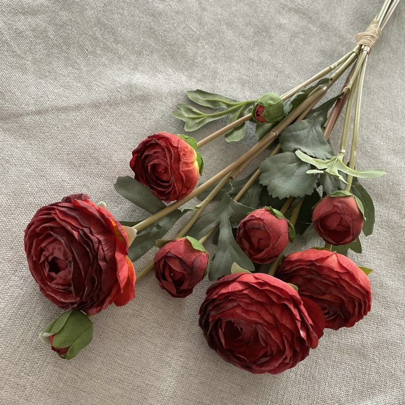 9-Bloom Hand-Tied Bouquet, Faux Silk Peony Stems, 22" Tall, Wedding & Home Decor