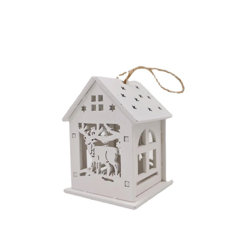 Bulk 2.7" Christmas Log Cabin with Elk Ornaments Wholesale