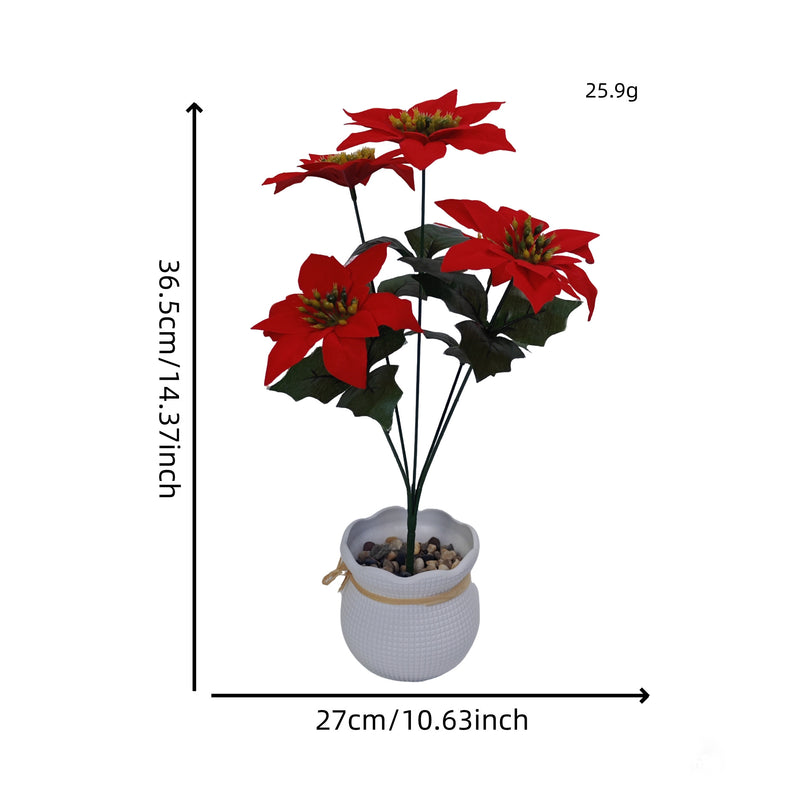 Artificial Poinsettia Bush with 5 Blooms, Weddings & Home