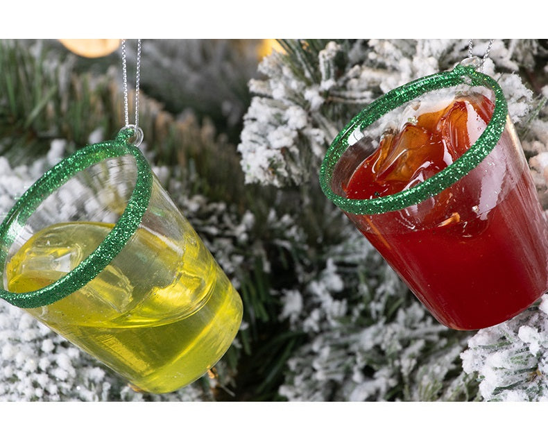 Bulk Christmas Ornaments Wine Glass Hanging Decorations for Xmas Party Decor Wholesale