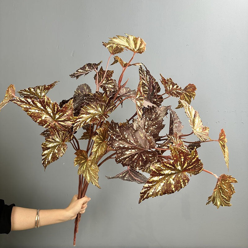 Artificial Begonia Bush with Lifelike Leaves, 28" Height for Home Decor, Wedding Centerpieces & Commercial Displays