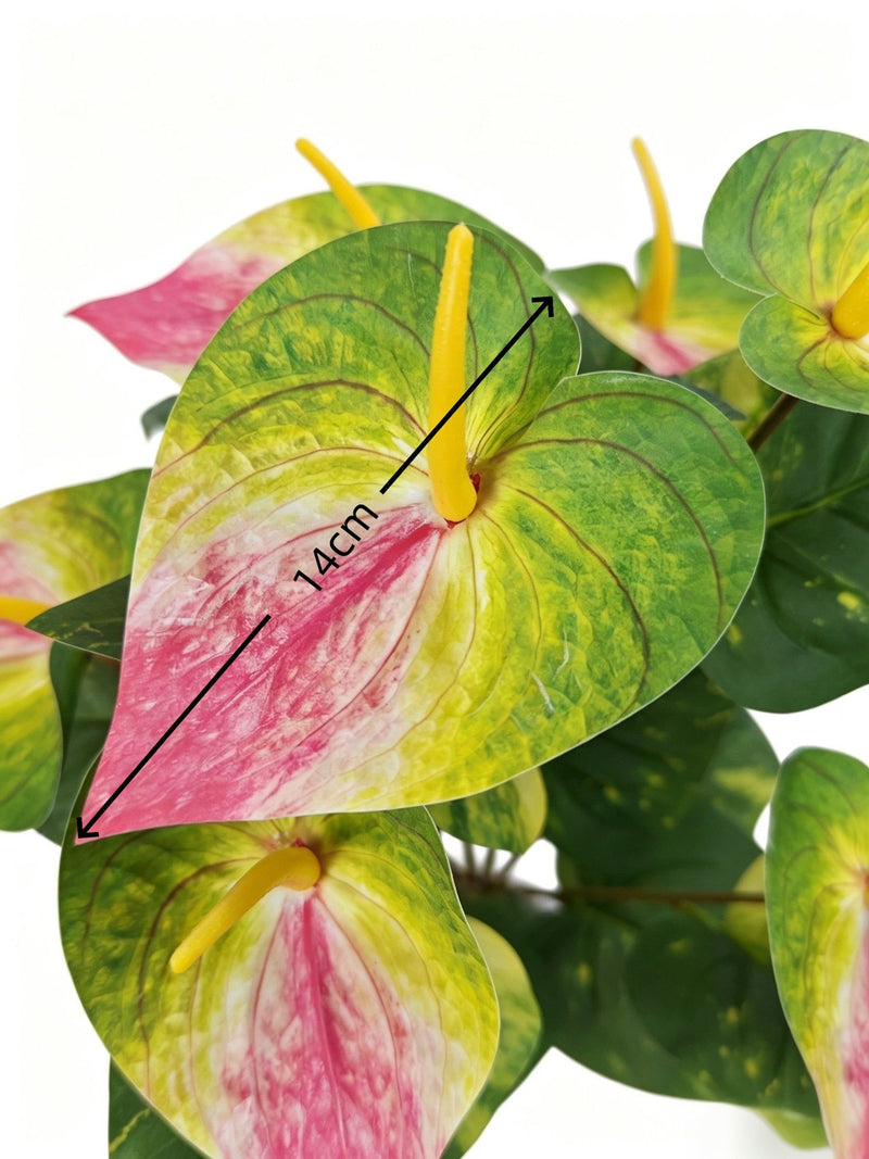 22" Artificial Anthurium Bush with 29 Blooms, Realistic Faux Red Flamingo Flower for Home Decor, Wedding, Office & Events