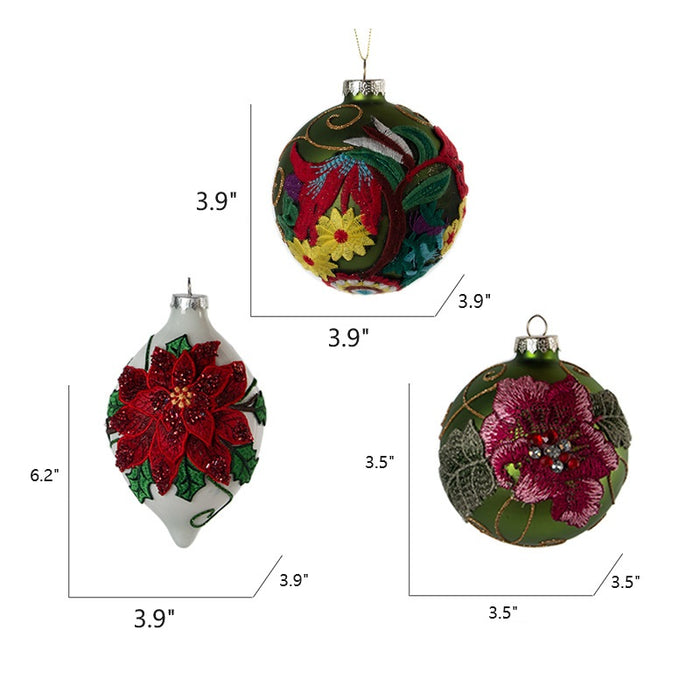 Bulk Christmas Hydrangea Ball Ornaments Glass Pendant for Xmas Tree Decor Wholesale